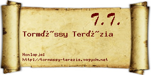 Tormássy Terézia névjegykártya
